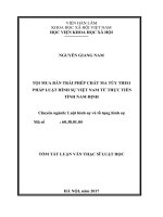 Tội mua bán trái phép chất ma túy theo pháp luật hình sự Việt Nam từ thực tiễn tỉnh Nam Định (tt)