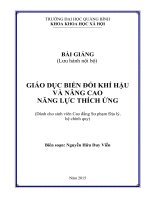 BÀI GIẢNG GIÁO dục BIẾN đổi KHÍ hậu và NÂNG CAO NĂNG lực THÍCH ỨNG 