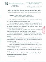 BÁO CÁO TÌNH HÌNH SỬ DỤNG VỐN THU ĐƯỢC TỪ ĐỢT PHÁT HÀNH CỔ PHIẾU TĂNG VỐN ĐIỀU LỆ TỪ 90.000.000.000 ĐỒNG LÊN 133.986.200.000 ĐỒNG