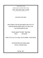 Hoạt động chi trả bảo hiểm tiền gửi của chi nhánh bảo hiểm tiền gửi việt nam tại thành phố hà nội