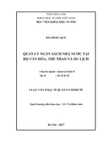 Quản lý Ngân sách nhà nước tại Bộ Văn hóa, Thể thao và Du lịch (LV thạc sĩ)