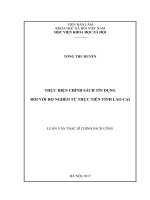 Thực hiện chính sách tín dụng đối với hộ nghèo từ thực tiễn tỉnh Lào Cai (LV thạc sĩ)