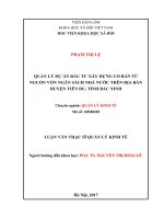 Quản lý dự án đầu tư xây dựng cơ bản từ nguồn vốn ngân sách Nhà nước trên địa bàn huyện Tiên Du, tỉnh Bắc Ninh (LV thạc sĩ)