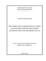 Phát triển cho vay khách hàng cá nhân tại ngân hàng thương mại cổ phần kỹ thương việt nam – chi nhánh lào cai 
