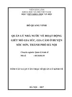 Quản lý nhà nước về hoạt động giết mổ gia súc, gia cầm ở huyện Sóc Sơn, thành phố Hà Nội (tt)