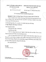 Thông báo về việc tạm ứng cổ tức đợt 1 năm 2011 bằng tiền mặt