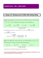 Câu hỏi trắc nghiệm môn Toán Hình học 12  Chương 3  PP Tọa độ trong không gian  KHOẢNG CÁCHGÓCHÌNH CHIẾU