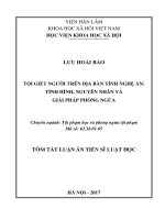 Tội giết người trên địa bàn tỉnh Nghệ An: Tình hình, nguyên nhân và giải pháp phòng ngừa (tt)