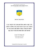 Các nhân tố ảnh hưởng đến việc tổ chức công tác kế toán tại các công ty chế biến thực phẩm trên địa bàn thành phố hồ chí minh 