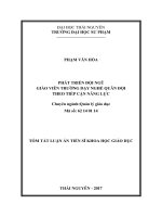 Phát triển đội ngũ giáo viên trường dạy nghề quân đội theo tiếp cận năng lực (tt)