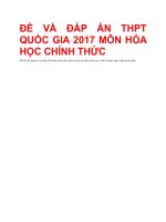 ĐỀ VÀ ĐÁP ÁN THPT QUỐC GIA 2017 MÔN HÓA HỌC CHÍNH THỨC