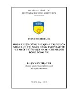 Hoàn thiện công tác quản trị nguồn nhân lực tại ngân hàng TMCP đầu tư và phát triển việt nam 