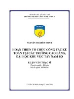 Hoàn thiện tổ chức công tác kế toán tại các trường cao đẳng, đại học khu vực tây nam bộ 