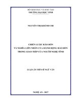 Chiến lược rào đón và nghĩa liên nhân của hành động rào đón trong giao tiếp của người nghệ tĩnh 