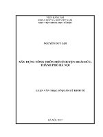 Xây dựng nông thôn mới ở huyện hoài đức, thành phố hà nội 