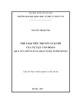 Thể loại tiểu thuyết luận đề của tự lực văn đoàn (qua nửa chừng xuân, đoạn tuyệt, bướm trắng) 