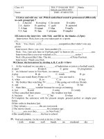 tổng hợp đề thi tiếng anh 1 tiết lớp 6 có đáp án.