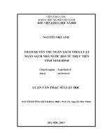 luận văn thẩm quyền thu ngân sách theo luật ngân sách nhà nước 2015 từ thực tiễn tỉnh ninh bình 