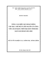 Nâng cao hiệu quả hoạt động chi trả chế độ trợ cấp ưu đãi người có công với cách mạng trên địa bàn tỉnh Bắc Kạn giai đoạn 20152020