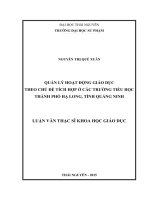 Quản lý hoạt động giáo dục theo chủ đề tích hợp ở các trường tiểu học thành phố Hạ Long, tỉnh Quảng Ninh (LV thạc sĩ)