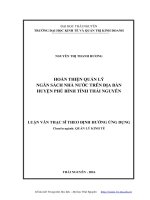 Hoàn thiện quản lý ngân sách Nhà nước trên địa bàn huyện Phú Bình tỉnh Thái Nguyên (LV thạc sĩ)
