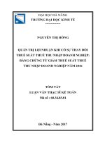 Quản trị lợi nhuận khi có sự thay đổi thuế suất thuế thu nhập doanh nghiệp bằng chứng từ giảm thuế suất thuế thu nhập doanh nghiệp năm 2016 (tt) 