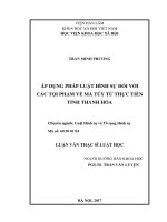 Áp dụng pháp luật hình sự đối với các tội phạm về ma túy từ thực tiễn tỉnh thanh hóa 