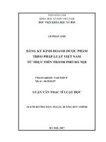 Đăng ký kinh doanh dược phẩm theo pháp luật Việt Nam từ thực tiễn thành phố Hà Nội (LV thạc sĩ)