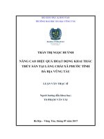 Nâng cao hiệu quả hoạt động khai thác thuỷ sản tại làng chài xã phước tỉnh bà rịa vũng tàu 