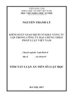 Kiểm soát giao dịch có khả năng tư lợi trong công ty đại chúng theo pháp luật Việt Nam (tt)