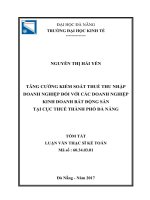 Tăng cường kiểm soát thuế thu nhập doanh nghiệp đối với các doanh nghiệp kinh doanh bất động sản tại cục thuế thành phố đà nẵng (tt) 