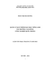 Quản lí quá trình dạy học tiếng Anh tại trường Cao đẳng Công nghiệp Quốc phòng