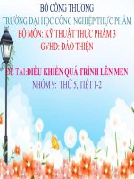 tiểu luận ĐỀ TÀI ĐIỀU KHIỂN QUÁ TRÌNH LÊN MEN BỘ MÔN KỸ THUẬT THỰC PHẨM 3