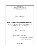 Giải quyết tranh chấp lao động cá nhân theo thủ tục xét xử sơ thẩm của Tòa án nhân dân ở Việt Nam hiện nay (LV thạc sĩ)