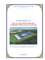 Dự án đầu tư xây DỰNG NHÀ máy CHẾ BIẾN NÔNG sản AN cát lợi 
