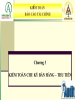 Môn học kiểm toán báo cáo tài chính: Chương3:  KIỂM TOÁN CHU KỲ BÁN HÀNG – THU TIỀN