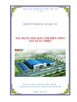 Lập dự án xây dựng nhà máy chế biến nông sản xuân thiện 