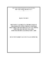 Phát  huy vai trò của chi bộ cơ quan Trạm khuyến nông trong lãnh đạo thực hiện chuyển đổi cơ cấu cây trồng trên địa bàn huyện Nga Sơn, tỉnh Thanh Hóa giai đoạn 2015 – 2020