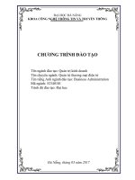 CHƯƠNG TRÌNH ĐÀO TẠO  ngành Quản trị kinh doanh