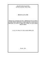 Khảo sát, đánh giá qui trình quản lý chất lượng phần mềm dựa theo độ đo và đề xuất phương án tối ưu cho các công ty gia công phần mềm (tt) 