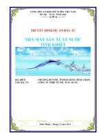 Thuyết minh dự án nhà máy nước tinh khiết 