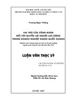 Vai trò của công đoàn đối với quyền lợi người lao động trong doanh nghiệp ngoài quốc doanh (nghiên cứu trường hợp tại một số doanh nghiệp ngoài quốc doanh trên địa bàn hà nội) (tt) 
