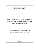 Chất lượng dịch vụ chăm sóc khách hàng tại Công ty TNHH Dịch vụ tin học FPT – Chi nhánh Đà Nẵng