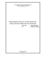 SKKN KINH NGHIỆM GIẢNG DẠY  VĂN BẢN NGHỊ LUẬN  TRONG CHƯƠNG TRÌNH NGỮ VĂN LỚP 10 THPT