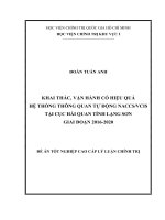 Khai thác, vận hành có hiệu quả hệ thống thông quan tự động VNACCSVCIS tại Cục Hải quan tỉnh Lạng Sơn, giai đoạn 20162020
