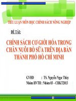 CHÍNH SÁCH CƠ GIỚI HÓA TRONG CHĂN NUÔI BÒ SỮA TRÊN ĐỊA BÀN THÀNH PHỐ HỒ CHÍ MINH