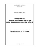 Thực hiện pháp luật về dân chủ cở sở ở phường – qua thực tiễn phường văn quán, quận hà đông, thành phố hà nội (tt) 