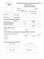 ĐỀ KIỂM TRA CUỐI NĂM HỌC MÔN TOÁN  LỚP 2