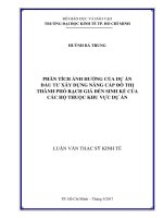 Phân tích ảnh hưởng của dự án đầu tư xây dựng nâng cấp đô thị thành phố rạch giá đến sinh kế của các hộ thuộc khu vực dự án 