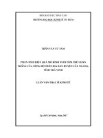 Phân tích hiệu quả mô hình nuôi tôm thẻ chân trắng của nông hộ trên địa bàn huyện Cầu Ngang, tỉnh Trà Vinh